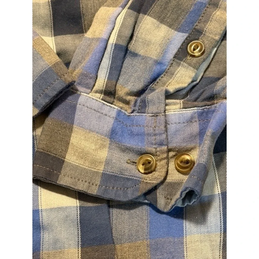The North Face Mens Plaid Button Down Shirt Blue Grey‎ Check Long Sleeve Large